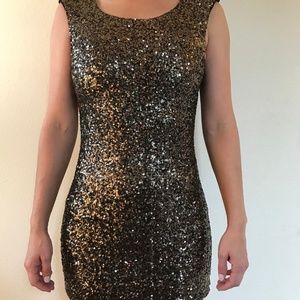 Minkpink Fireworks Gold Sequin Mini Party Dress XS